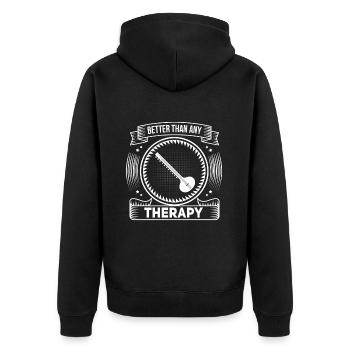 Witziges Banjospieler Banjo Instrument - Unisex Premium Bio Zip Hoodie - Schwarz - Hinten - Nico (187cm)