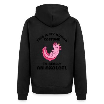 This Is My Human Costume Axolotl - Unisex Premium Bio Zip Hoodie - Schwarz - Hinten - Nico (187cm)
