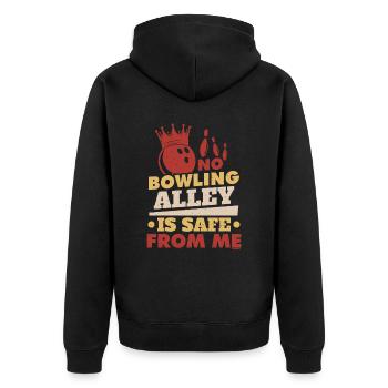 lustiger Bowling Spruch - Unisex Premium Bio Zip Hoodie - Schwarz - Hinten - Nico (187cm)