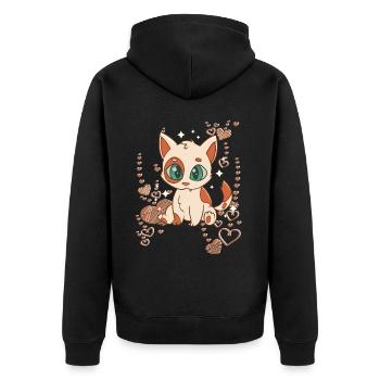 ich liebe kleine Babykatzen mit Kulleraugen - Unisex Premium Bio Zip Hoodie - Schwarz - Hinten - Nico (187cm)