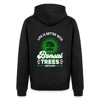 Bonsai Baum Geschenk Japan Bonsai Garten - Unisex Premium Bio Zip Hoodie - Schwarz - Hinten - Nico (187cm)