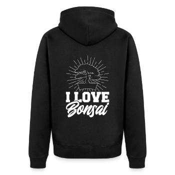Bonsai Baum Geschenk Japan Bonsai Garten - Unisex Premium Bio Zip Hoodie - Schwarz - Hinten - Nico (187cm)