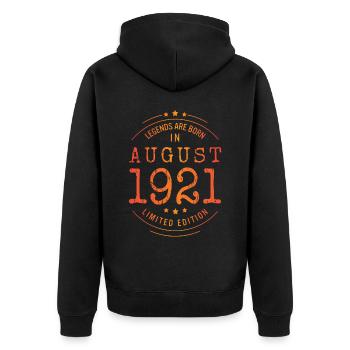 Birthday August 1921 Limited Edition Vintage - Unisex Premium Organic Zip Hoodie - black - Back - Nico (187cm)