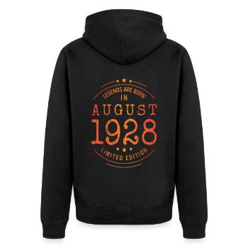Geburtstag August 1928 Limited Edition Vintage - Unisex Premium Bio Zip Hoodie - Schwarz - Hinten - Nico (187cm)