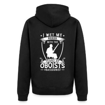 I Wet My Reeds With The Tears Of Oboists - Bassoon - Unisex Premium Organic Zip Hoodie - black - Back - Nico (187cm)
