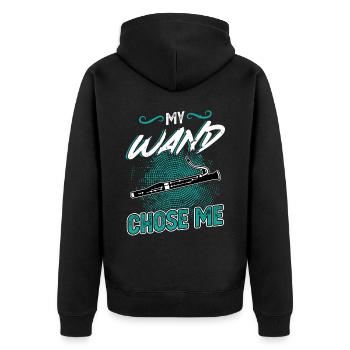 My Wand Chose Me - Bassoon - Unisex Premium Bio Zip Hoodie - Schwarz - Hinten - Nico (187cm)