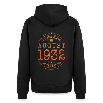 Anniversaire Août 1932 Edition Limitée Millésime - Veste à capuche bio Premium Unisexe - noir - Dos - Nico (187cm)