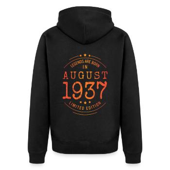 Birthday August 1937 Limited Edition Vintage - Unisex Premium Organic Zip Hoodie - black - Back - Nico (187cm)