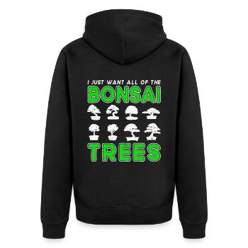 Bonsai Baum Geschenk Japan Bonsai Garten - Unisex Premium Bio Zip Hoodie - Schwarz - Hinten - Nico (187cm)