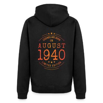 Birthday August 1940 Limited Edition Vintage - Unisex Premium Organic Zip Hoodie - black - Back - Nico (187cm)