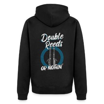 Double Reeds Or Nothing - Bassoon - Unisex Premium Organic Zip Hoodie - black - Back - Nico (187cm)