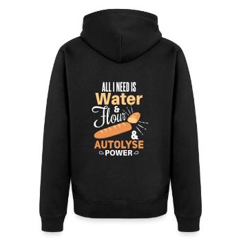 Cooles Brot backen Bäcker Spruch Motiv - Unisex Premium Bio Zip Hoodie - Schwarz - Hinten - Nico (187cm)