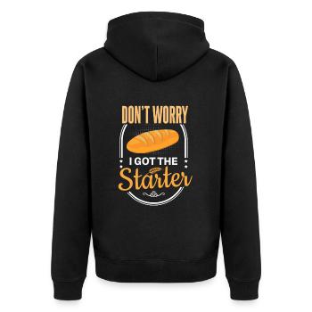 Cooles Brot backen Bäcker Spruch Motiv - Unisex Premium Bio Zip Hoodie - Schwarz - Hinten - Nico (187cm)