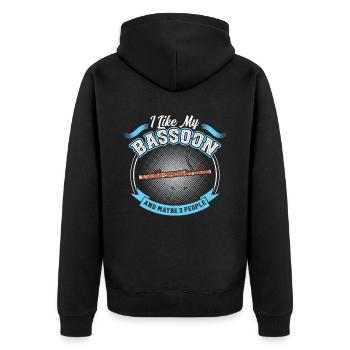 I Like My Bassoon And Maybe 3 People - Unisex Premium Bio Zip Hoodie - Schwarz - Hinten - Nico (187cm)