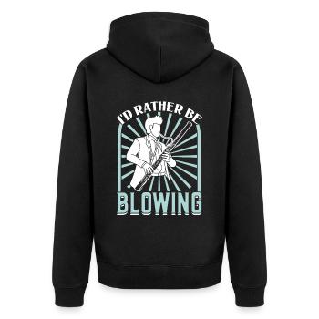 I'd Rather Be Blowing - Bassoon - Unisex Premium Bio Zip Hoodie - Schwarz - Hinten - Nico (187cm)