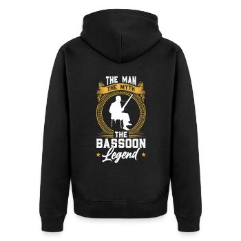The Man - The Myth - The Bassoon Legend - Unisex Premium Bio Zip Hoodie - Schwarz - Hinten - Nico (187cm)