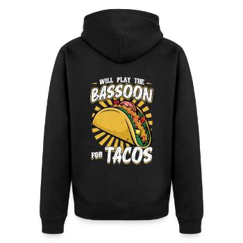 Will Play The Bassoon For Tacos - Unisex Premium Bio Zip Hoodie - Schwarz - Hinten - Nico (187cm)