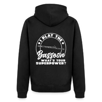 I Play The Bassoon - Unisex Premium Bio Zip Hoodie - Schwarz - Hinten - Nico (187cm)