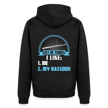 I Like Me And My Bassoon - Unisex Premium Bio Zip Hoodie - Schwarz - Hinten - Nico (187cm)