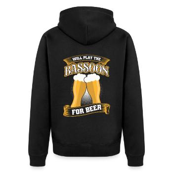 Will Play The Bassoon For Beer - Unisex Premium Bio Zip Hoodie - Schwarz - Hinten - Nico (187cm)