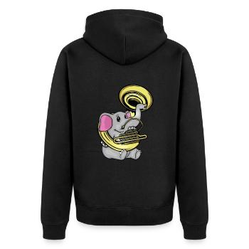 Sousaphone Musik Big Band Orchester Süßer Elefant - Unisex Premium Bio Zip Hoodie - Schwarz - Hinten - Nico (187cm)