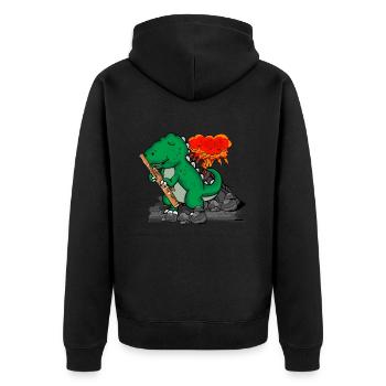 Fagott Geschenk Kinder Dinosaurier Musik Fagott - Unisex Premium Bio Zip Hoodie - Schwarz - Hinten - Nico (187cm)