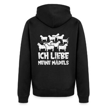 Ich mag einfach Schafe, Okay? Schaf - Unisex Premium Bio Zip Hoodie - Schwarz - Hinten - Nico (187cm)