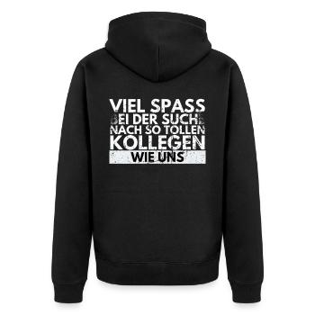 Jobwechsel Kollegen Abschied von Arbeitskollegen - Unisex Premium Bio Zip Hoodie - Schwarz - Hinten - Nico (187cm)