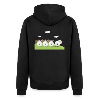 Sheep - Unisex Premium Organic Zip Hoodie - black - Back - Nico (187cm)
