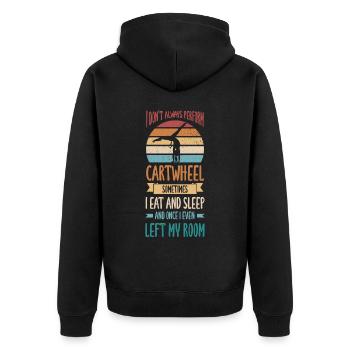 Ich Mache Nicht Immer Cartwheel, Manchmal Esse Ich - Unisex Premium Bio Zip Hoodie - Schwarz - Hinten - Nico (187cm)