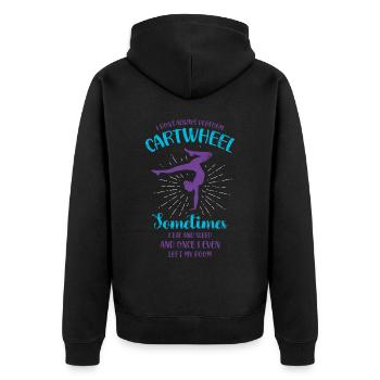 Ich Mache Nicht Immer Cartwheel, Manchmal Esse Ich - Unisex Premium Bio Zip Hoodie - Schwarz - Hinten - Nico (187cm)