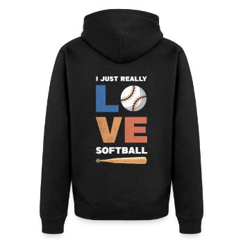 Ich Liebe Softball-design Für Baseball - Unisex Premium Bio Zip Hoodie - Schwarz - Hinten - Nico (187cm)