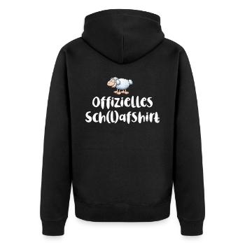 Offizielles Schlafshirt mit Schaf - Unisex Premium Bio Zip Hoodie - Schwarz - Hinten - Nico (187cm)