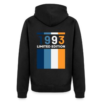30 ans né en 1993 rétro 30e anniversaire - Veste à capuche bio Premium Unisexe - noir - Dos - Nico (187cm)