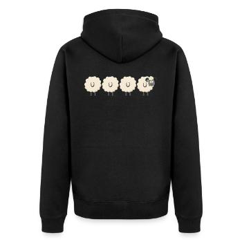 Sheep - Unisex Premium Organic Zip Hoodie - black - Back - Nico (187cm)