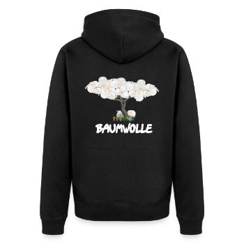 Baumwolle Wortspiel Schaf auf Baum, Schaf - Unisex Premium Bio Zip Hoodie - Schwarz - Hinten - Nico (187cm)