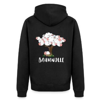 Baumwolle Wortspiel Schaf auf Baum, Schaf - Unisex Premium Bio Zip Hoodie - Schwarz - Hinten - Nico (187cm)
