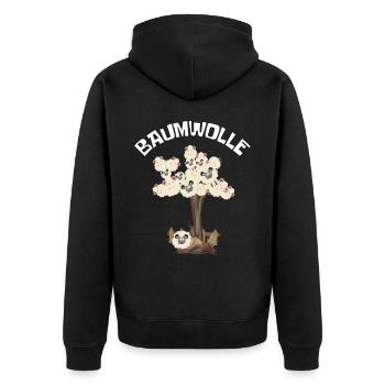 Baumwolle Wortspiel Schaf auf Baum, Schaf - Unisex Premium Bio Zip Hoodie - Schwarz - Hinten - Nico (187cm)