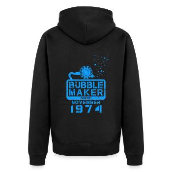 Anniversaire de plongeur Bubblemaker depuis novembre 1974 - Veste à capuche bio Premium Unisexe - noir - Dos - Nico (187cm)