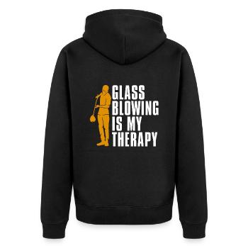 Glassblowing Is My Therapy Glassmaking Glassworker - Unisex Premium Bio Zip Hoodie - Schwarz - Hinten - Nico (187cm)