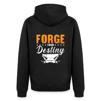 Farrier Forge Your Destiny Blacksmithing Farriers - Unisex Premium Bio Zip Hoodie - Schwarz - Hinten - Nico (187cm)
