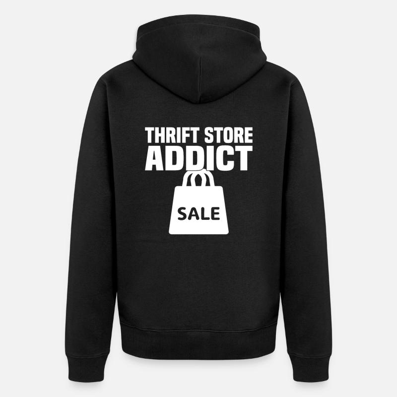 Secondhandladen Secondhand Öko Hipster Gebraucht - Unisex Premium Bio Zip Hoodie - Schwarz
