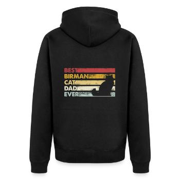Bester Vater Aller Zeiten - Birma-Katze - Unisex Premium Bio Zip Hoodie - Schwarz - Hinten - Nico (187cm)