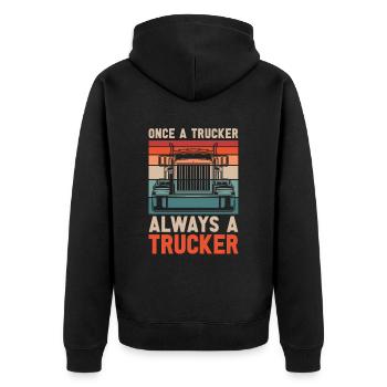 Lkw Fahrer Trucker Lastwagenfahrer Alter Trucker - Unisex Premium Bio Zip Hoodie - Schwarz - Hinten - Nico (187cm)