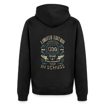 Limited Edition 30. Geburtstag Lustiger Spruch Ü30 - Unisex Premium Bio Zip Hoodie - Schwarz - Hinten - Nico (187cm)