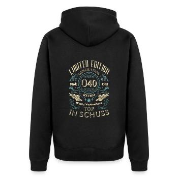 Limited Edition 40. Geburtstag Lustiger Spruch Ü40 - Unisex Premium Bio Zip Hoodie - Schwarz - Hinten - Nico (187cm)