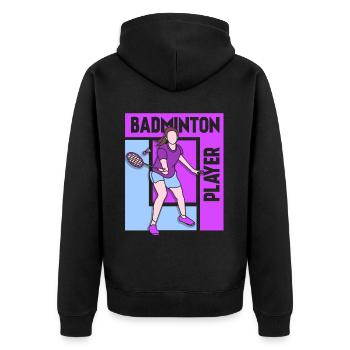 Badmintonspielerin Spielerin Mädchen Mutter - Unisex Premium Bio Zip Hoodie - Schwarz - Hinten - Nico (187cm)