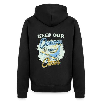 Keep Our Oceans Clean See Ocean Protection - Unisex Premium Organic Zip Hoodie - black - Back - Nico (187cm)