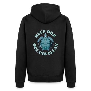 Keep Our Oceans Clean See Ocean Protection - Unisex Premium Organic Zip Hoodie - black - Back - Nico (187cm)