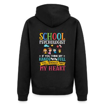 Schulpsychologe Schulpsychologie Psychologie - Unisex Premium Bio Zip Hoodie - Schwarz - Hinten - Nico (187cm)